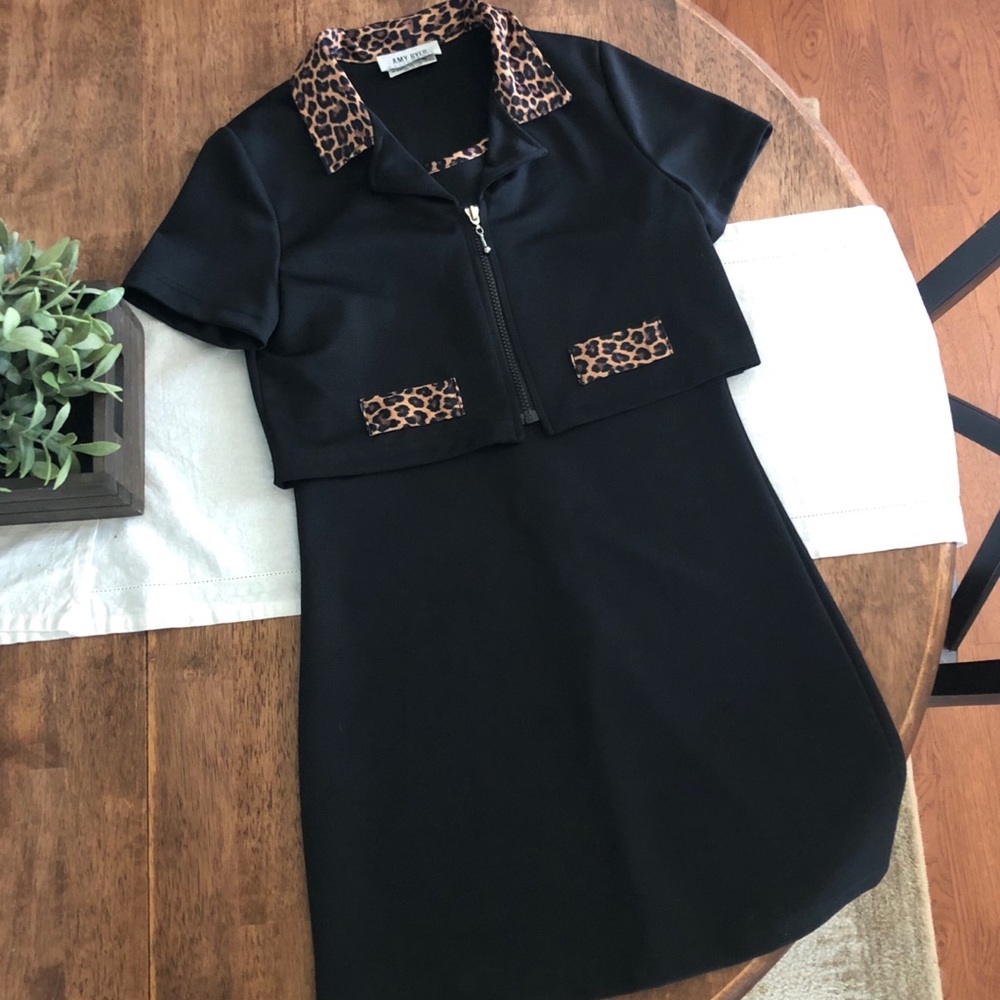 90s Two Piece Leopard Mini & Crop Jacket Vintage